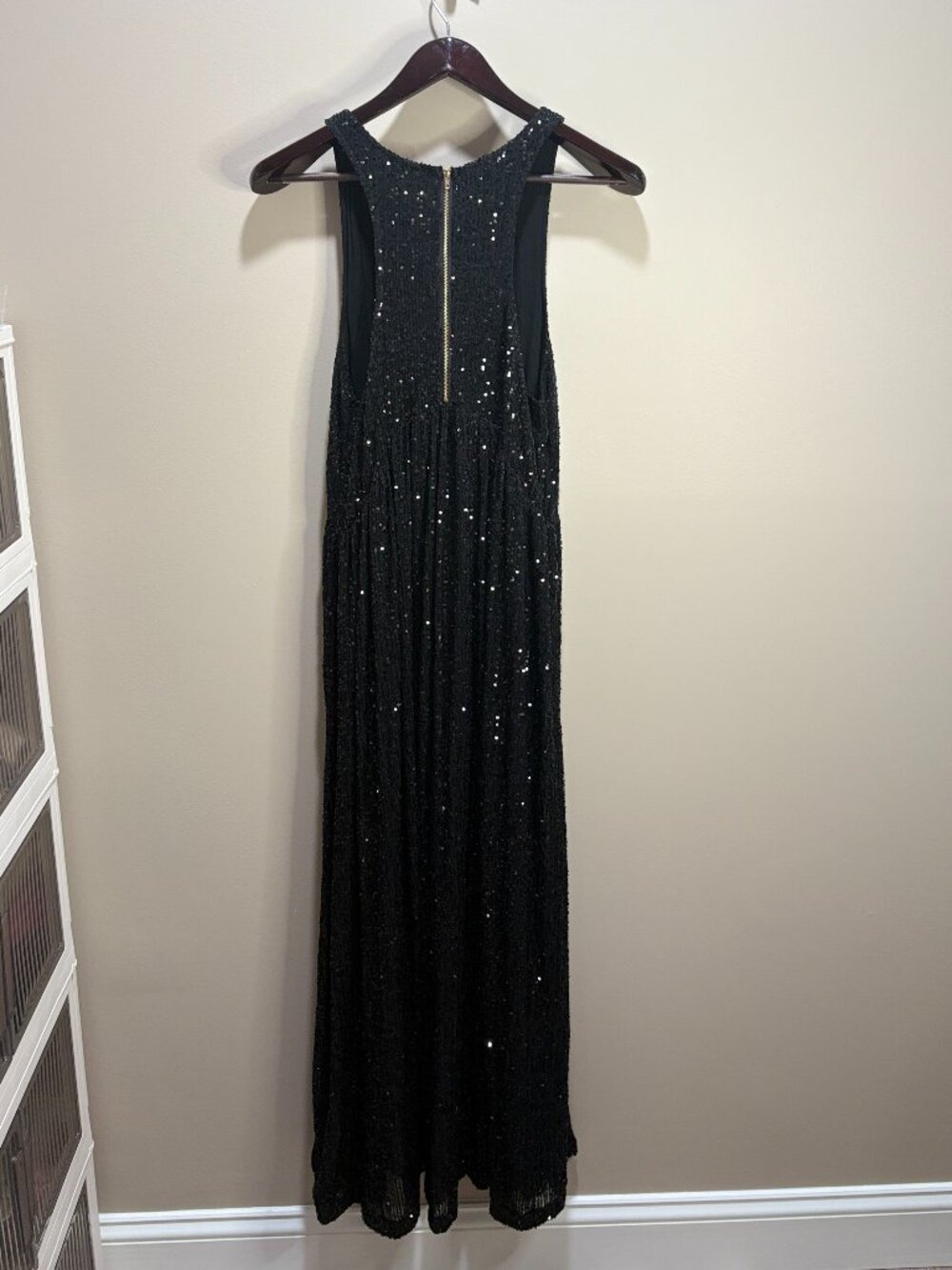 POL Black Sequin Maxi Dress Small Sleeveless Back Zip Party Gown Shimmer - Picture 5 of 5